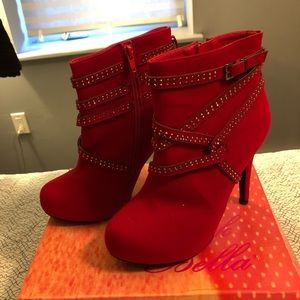 Red Bootie Heels Diamond Studs